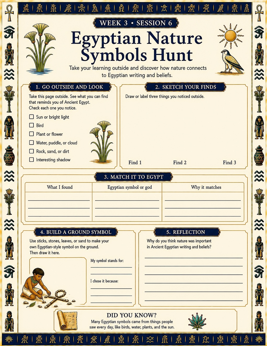Egyptian Nature Symbols Hunt hands-on Ancient Egypt activity