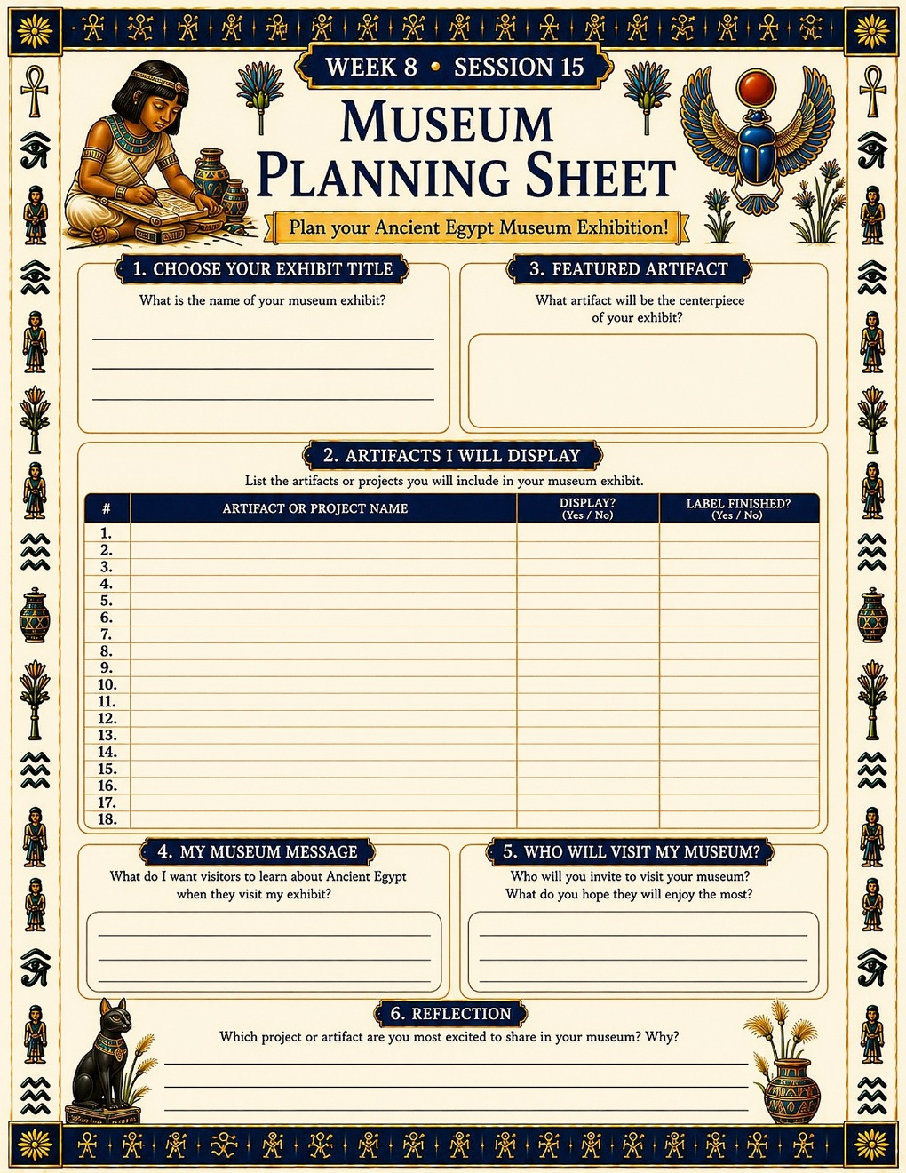 Ancient Egypt final museum planning printable