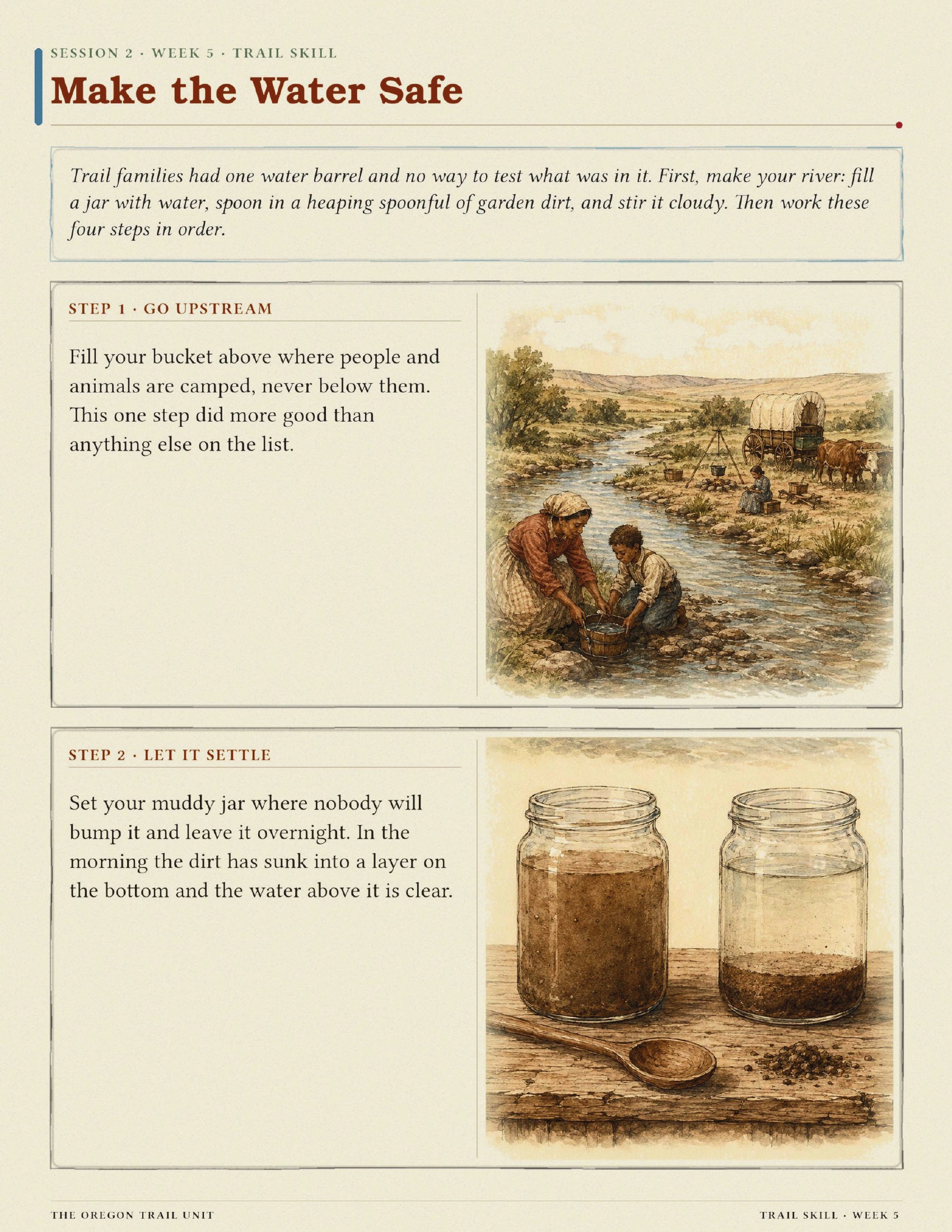 Make the Water Safe hands-on Oregon Trail trail-skill page