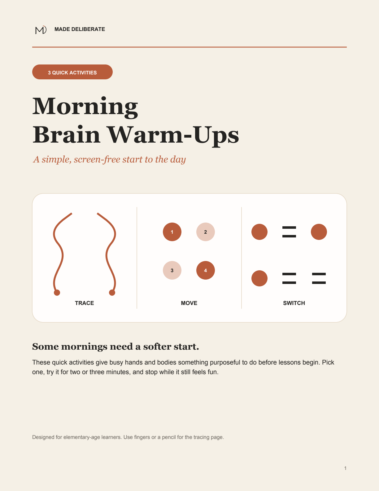Free Morning Brain Warm-Ups sampler cover